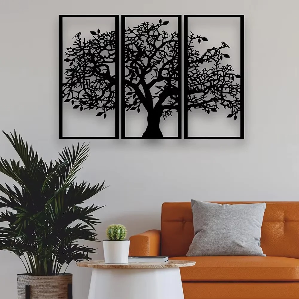 Family Tree Print - Набор из 3 металлических настенных украшений
